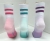 Plain cotton knit overlapping color anklet sock