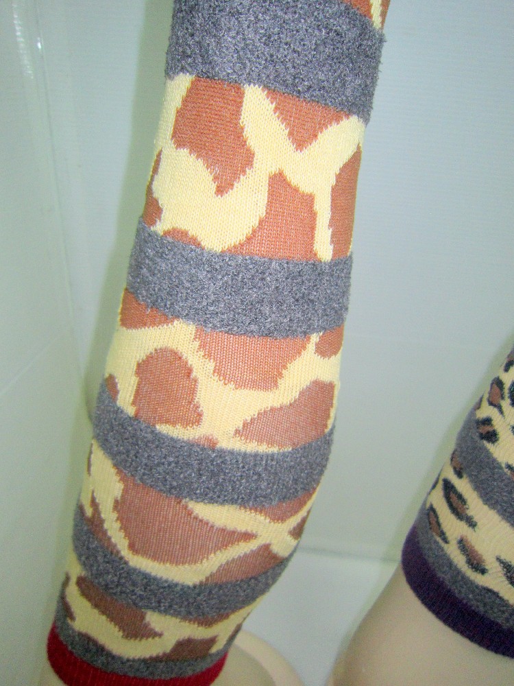 fuzzy striped animal knee high socks