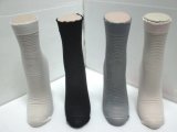 Horizontal striped wave edge  silk socks