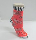 fancy lurex color slogan ankle sock
