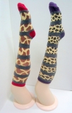 fuzzy striped animal knee high socks