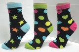 classlc black zany patterns anklet sock