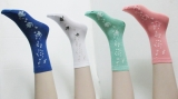 colorful knitting pattern sheer ankle socks for women