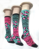Colorful animal patterns knee high sock