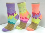 Ice cream graphics knitted cotton anklet sock