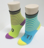 logo colorful stripe ankle socks