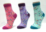 colorful patterned sheer ankle socks for women